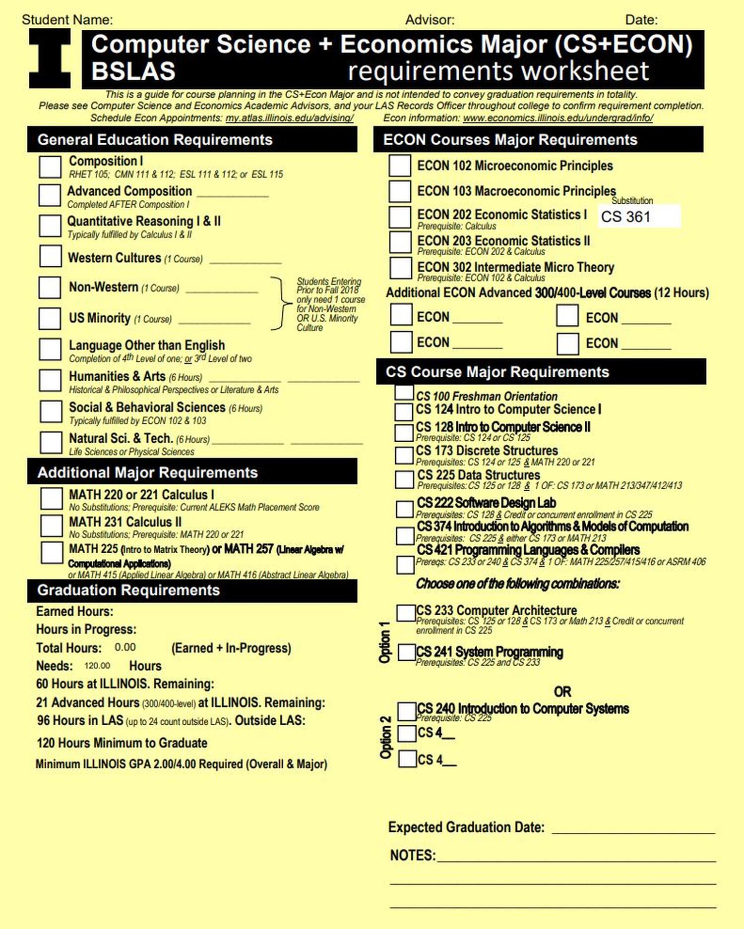 CS+ Economics Requirement Sheet